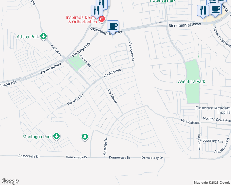 map of restaurants, bars, coffee shops, grocery stores, and more near 2662 Chance Canyon Street in Henderson