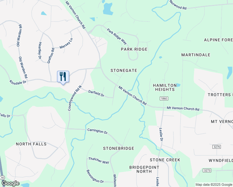 map of restaurants, bars, coffee shops, grocery stores, and more near 10516 Tredwood Drive in Raleigh