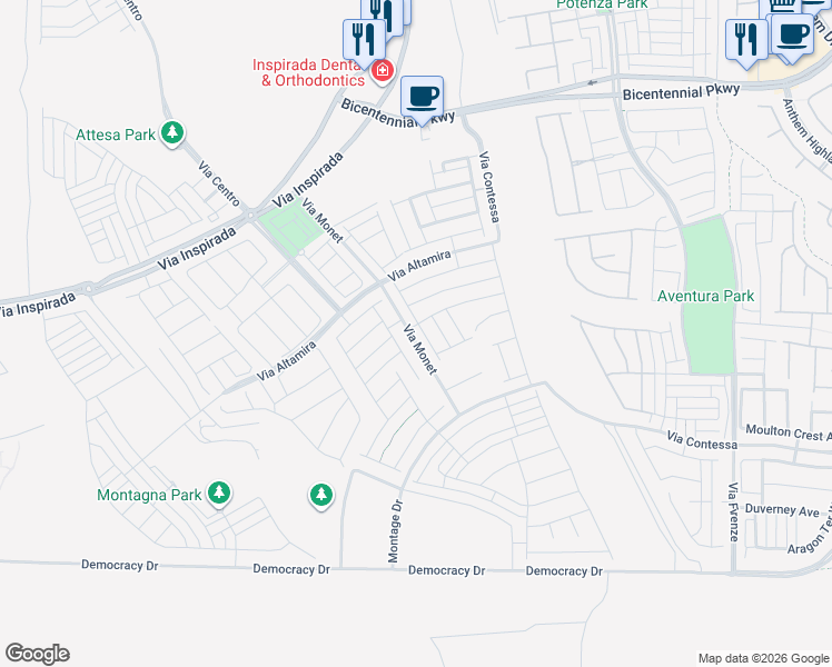 map of restaurants, bars, coffee shops, grocery stores, and more near 2647 Chance Canyon Street in Henderson