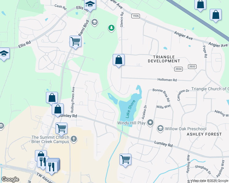 map of restaurants, bars, coffee shops, grocery stores, and more near 4621 Lumley Road in Durham