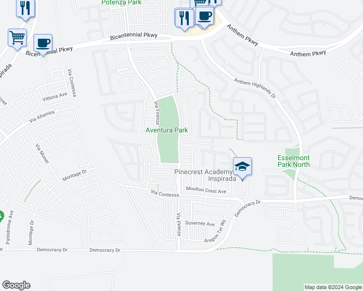 map of restaurants, bars, coffee shops, grocery stores, and more near 2994 Gramsci Avenue in Henderson