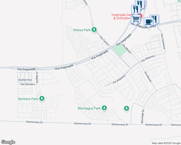 map of restaurants, bars, coffee shops, grocery stores, and more near 2577 Tolmezzo Street in Henderson