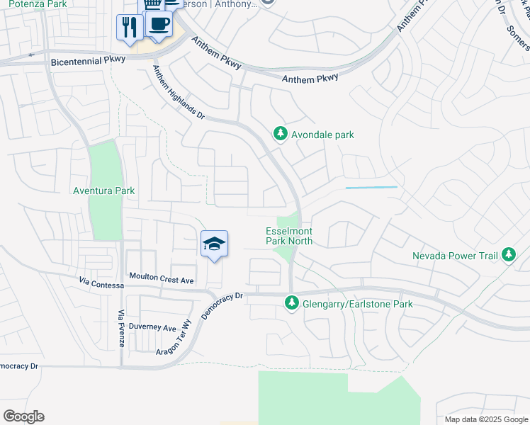 map of restaurants, bars, coffee shops, grocery stores, and more near 2835 Strathallan Avenue in Henderson