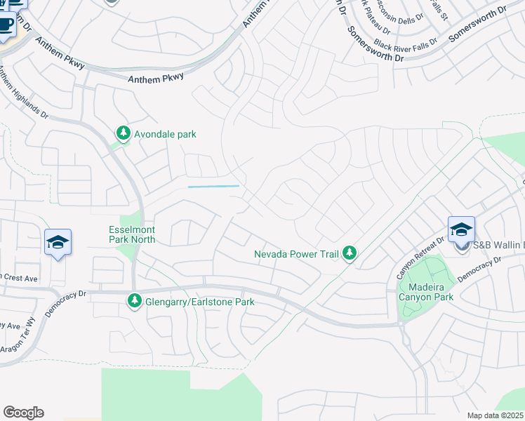 map of restaurants, bars, coffee shops, grocery stores, and more near 2536 Binary Stars Street in Henderson