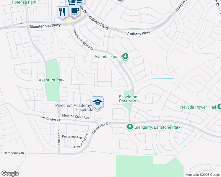 map of restaurants, bars, coffee shops, grocery stores, and more near 2867 Strathallan Avenue in Henderson