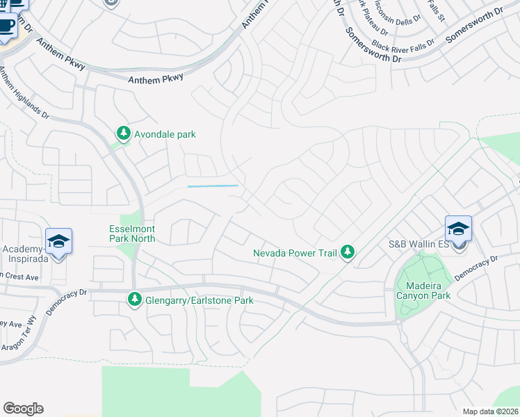 map of restaurants, bars, coffee shops, grocery stores, and more near 2540 Binary Stars Street in Henderson