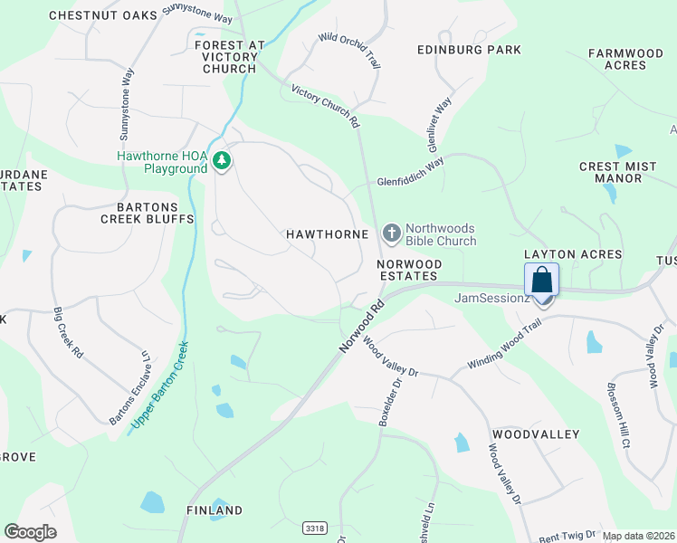 map of restaurants, bars, coffee shops, grocery stores, and more near 5500 North Hawthorne Way in Raleigh