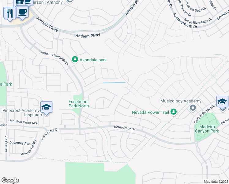 map of restaurants, bars, coffee shops, grocery stores, and more near 2716 Borthwick Avenue in Henderson