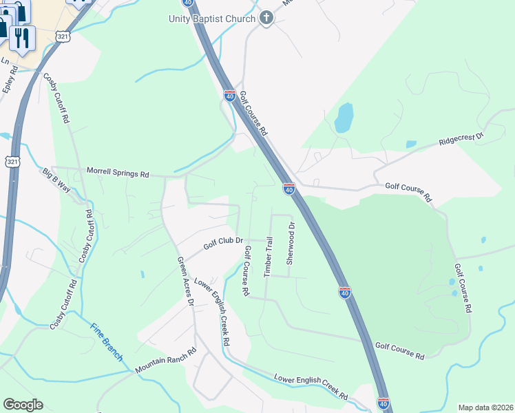 map of restaurants, bars, coffee shops, grocery stores, and more near 1596 Golf Course Road in Newport
