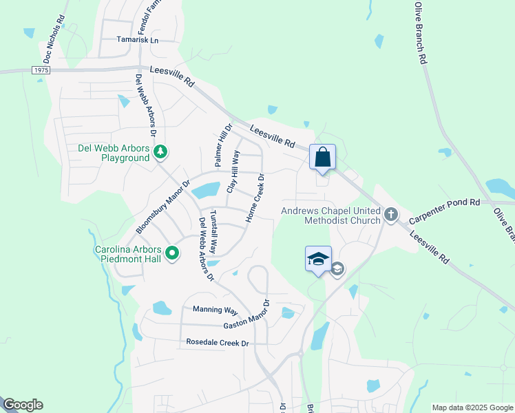 map of restaurants, bars, coffee shops, grocery stores, and more near 1406 Horne Creek Drive in Durham