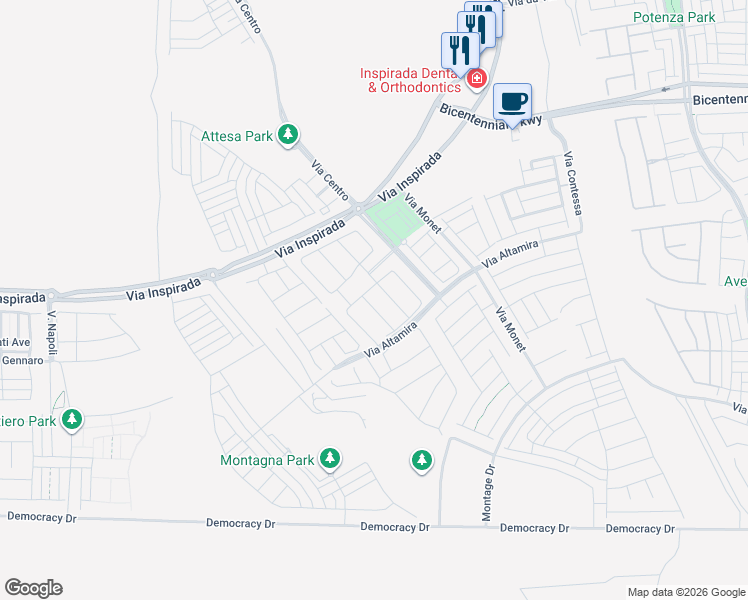 map of restaurants, bars, coffee shops, grocery stores, and more near 2562 Millburn Drive in Henderson