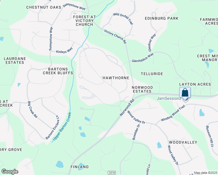 map of restaurants, bars, coffee shops, grocery stores, and more near 5513 North Hawthorne Way in Raleigh