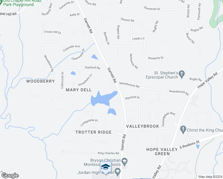 map of restaurants, bars, coffee shops, grocery stores, and more near 4009 Swarthmore Road in Durham