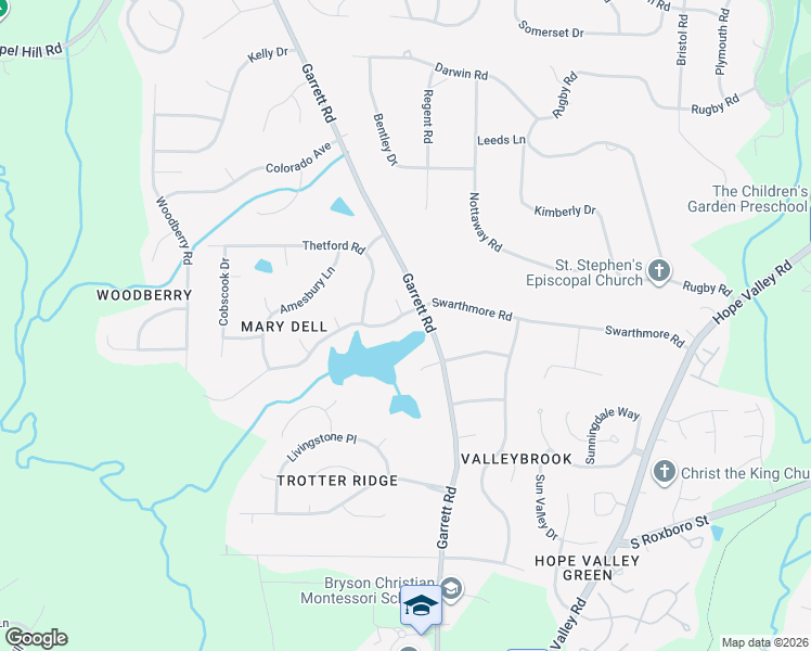 map of restaurants, bars, coffee shops, grocery stores, and more near 4009 Swarthmore Road in Durham