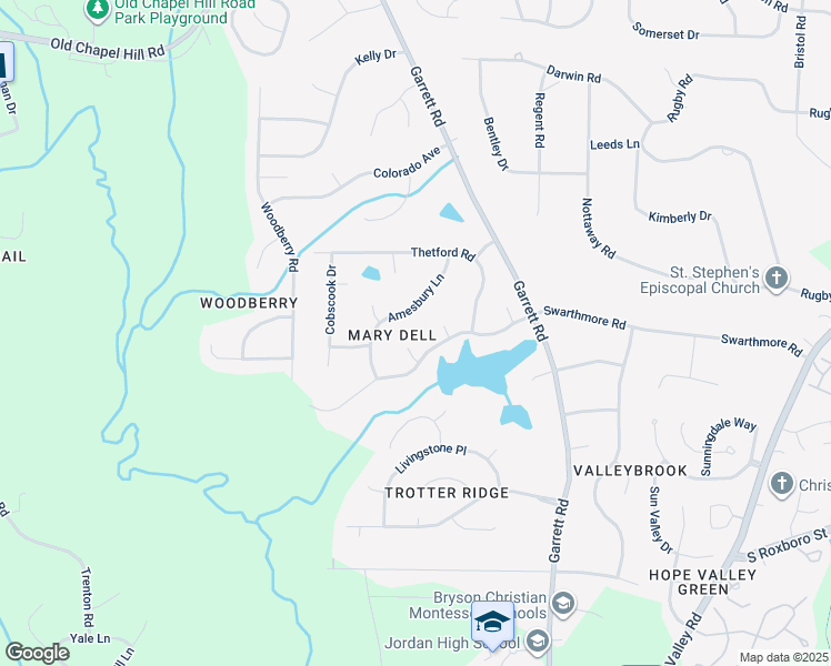 map of restaurants, bars, coffee shops, grocery stores, and more near 8 Bryncastle Court in Durham