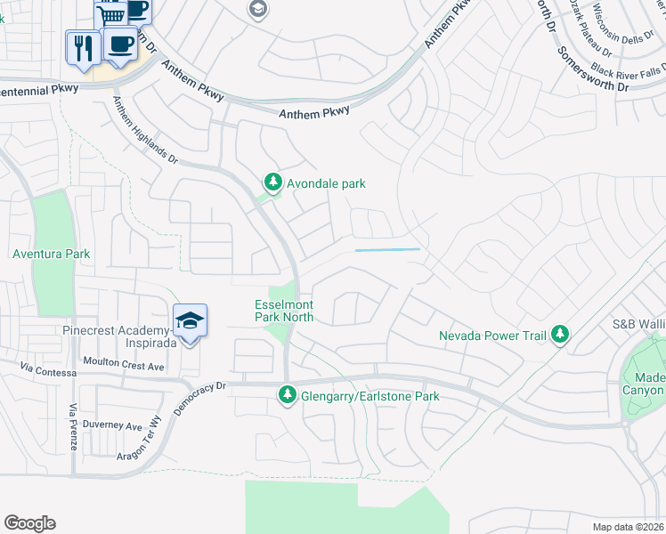 map of restaurants, bars, coffee shops, grocery stores, and more near 2760 Borthwick Avenue in Henderson