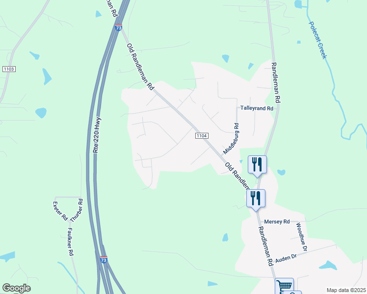 map of restaurants, bars, coffee shops, grocery stores, and more near 6905 Harvest Glen Drive in Greensboro
