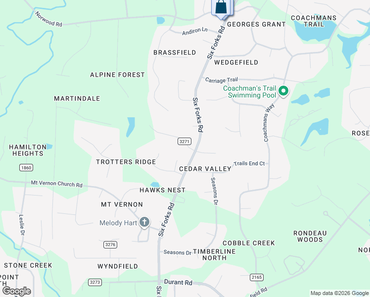 map of restaurants, bars, coffee shops, grocery stores, and more near 401 Martindale Drive in Raleigh