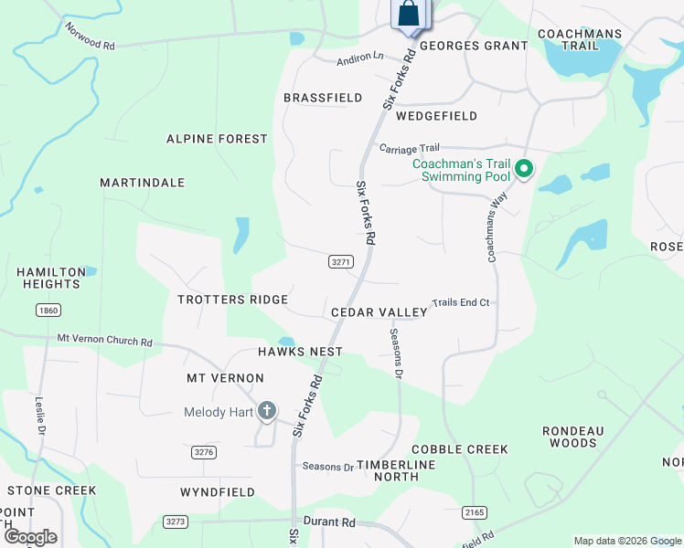 map of restaurants, bars, coffee shops, grocery stores, and more near 401 Martindale Drive in Raleigh