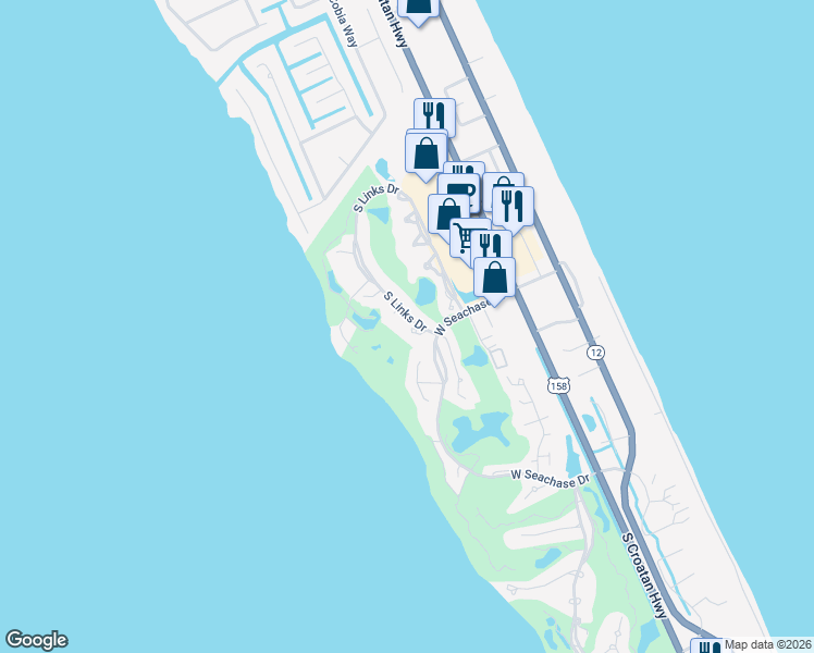 map of restaurants, bars, coffee shops, grocery stores, and more near 108 Bonnie Ln in Nags Head