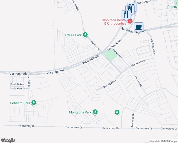 map of restaurants, bars, coffee shops, grocery stores, and more near 3491 Argiento Avenue in Henderson