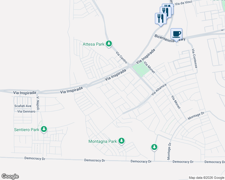 map of restaurants, bars, coffee shops, grocery stores, and more near 2530 Inverleven Avenue in Henderson