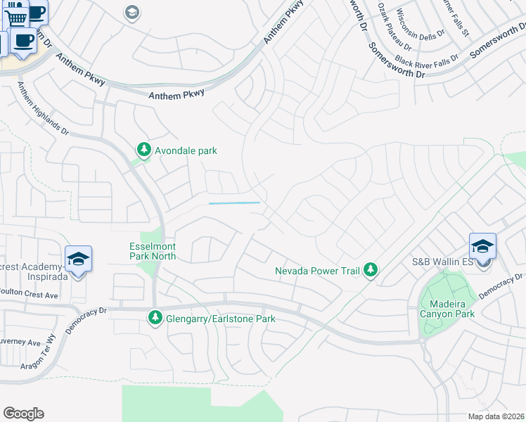 map of restaurants, bars, coffee shops, grocery stores, and more near 2576 Binary Stars Street in Henderson