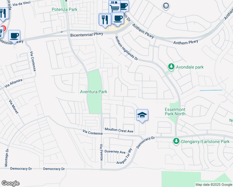 map of restaurants, bars, coffee shops, grocery stores, and more near 2580 Prairie Pine Street in Henderson