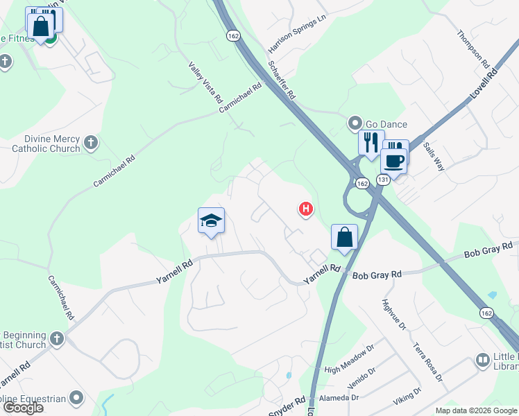 map of restaurants, bars, coffee shops, grocery stores, and more near 1300 Lovell Crossing Way in Knoxville