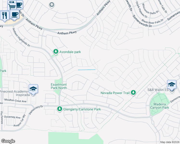map of restaurants, bars, coffee shops, grocery stores, and more near 2583 Binary Stars Street in Henderson