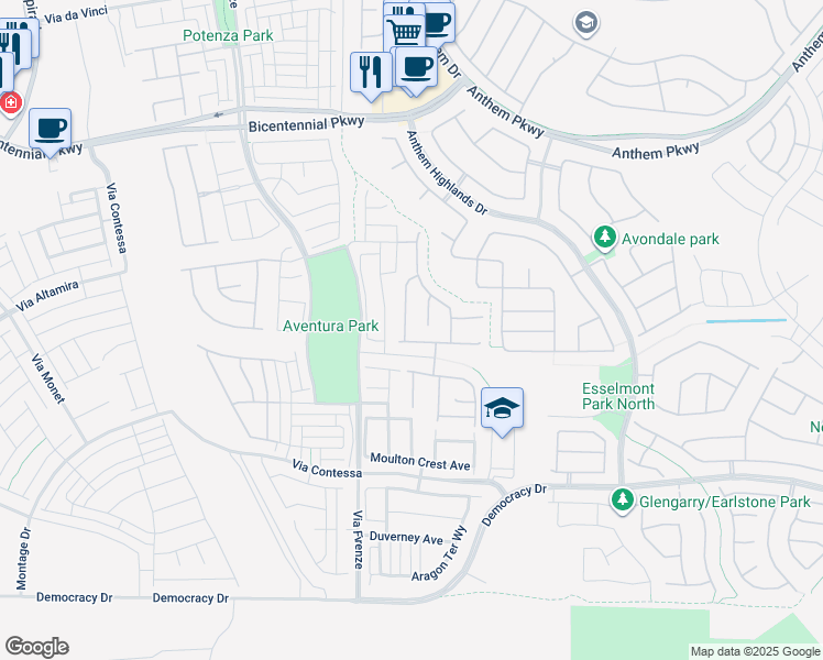 map of restaurants, bars, coffee shops, grocery stores, and more near 2580 Prairie Pine Street in Henderson