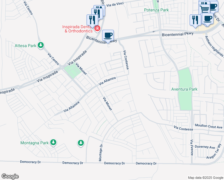 map of restaurants, bars, coffee shops, grocery stores, and more near 3251 Fountaintree Avenue in Henderson
