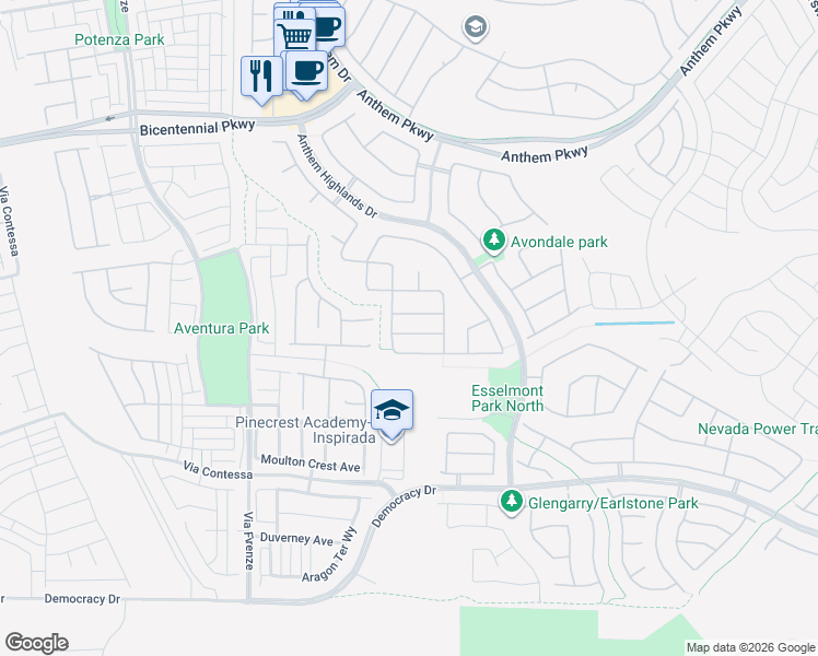 map of restaurants, bars, coffee shops, grocery stores, and more near 2902 Ardoch Avenue in Henderson