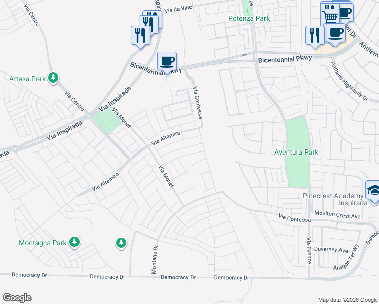 map of restaurants, bars, coffee shops, grocery stores, and more near 3216 Monte Luna Avenue in Henderson