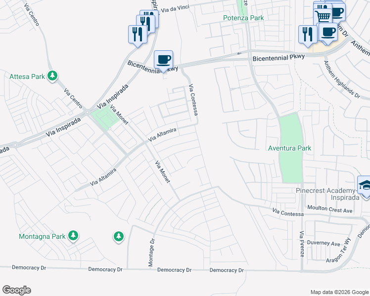 map of restaurants, bars, coffee shops, grocery stores, and more near 3216 Monte Luna Avenue in Henderson