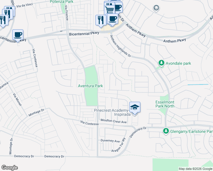 map of restaurants, bars, coffee shops, grocery stores, and more near 2588 Sable Ridge Street in Henderson