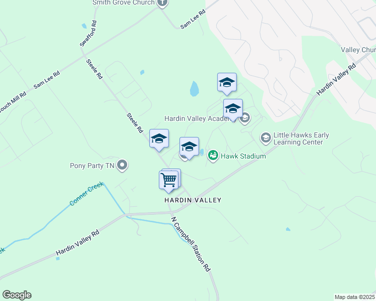map of restaurants, bars, coffee shops, grocery stores, and more near 11445 Hardin Valley Road in Knoxville
