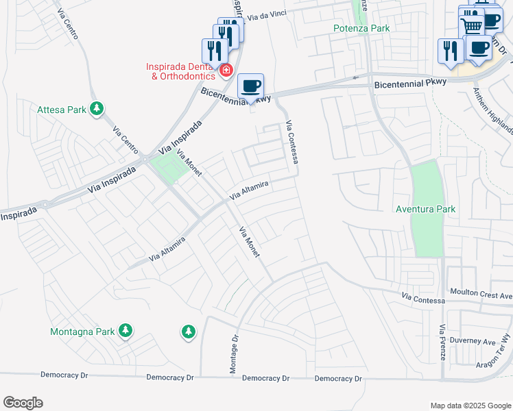 map of restaurants, bars, coffee shops, grocery stores, and more near 3254 Fountaintree Avenue in Henderson