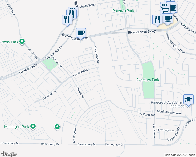 map of restaurants, bars, coffee shops, grocery stores, and more near 3192 Monte Luna Avenue in Henderson