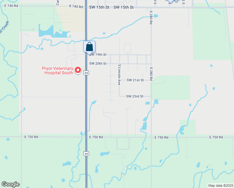 map of restaurants, bars, coffee shops, grocery stores, and more near 1102 Southwest 24th Street in Wagoner