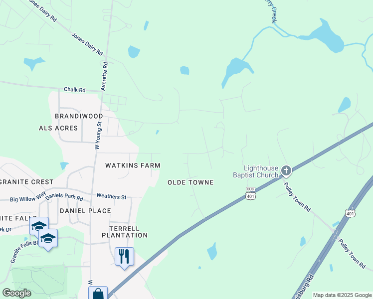 map of restaurants, bars, coffee shops, grocery stores, and more near 600 Geneina Lane in Rolesville