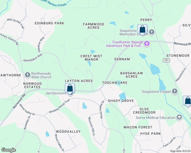 map of restaurants, bars, coffee shops, grocery stores, and more near 5640 Blackhawk Road in Raleigh