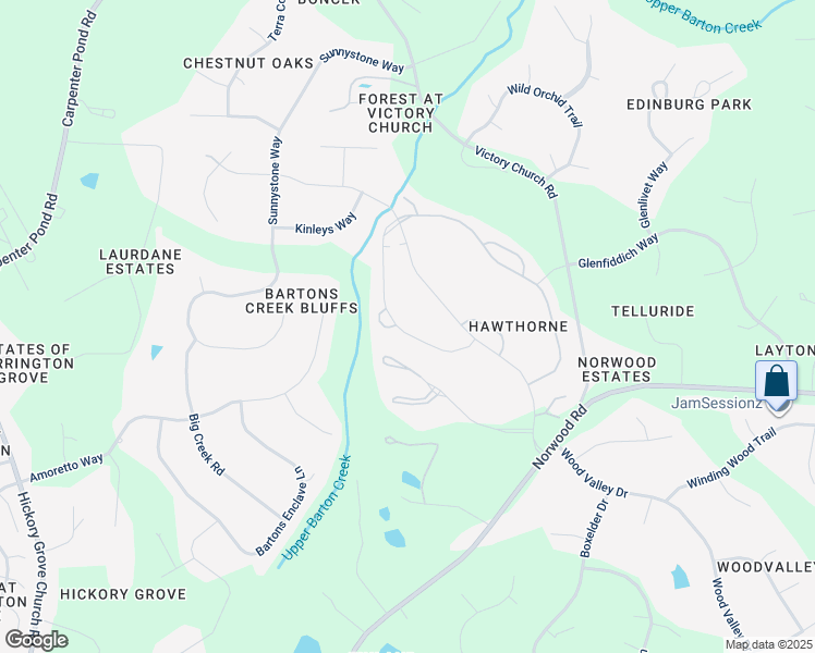 map of restaurants, bars, coffee shops, grocery stores, and more near 12405 Whartons Way in Raleigh