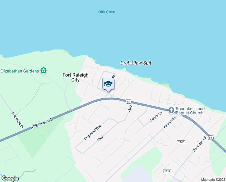 map of restaurants, bars, coffee shops, grocery stores, and more near 110 Cedrow Avenue in Manteo