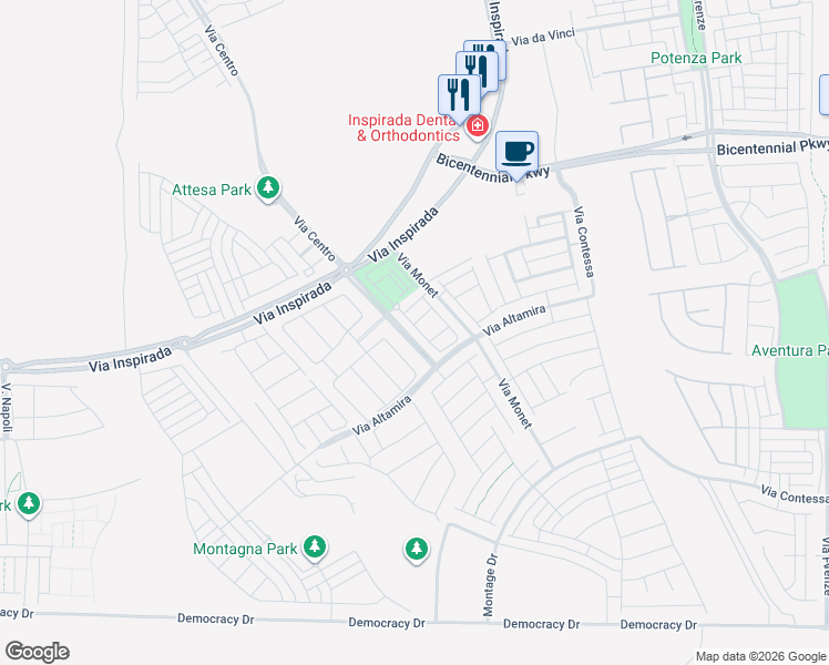 map of restaurants, bars, coffee shops, grocery stores, and more near 2537 Campaldo Street in Henderson