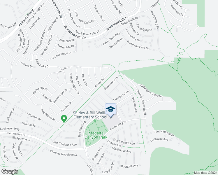 map of restaurants, bars, coffee shops, grocery stores, and more near 2277 Manosque Lane in Henderson