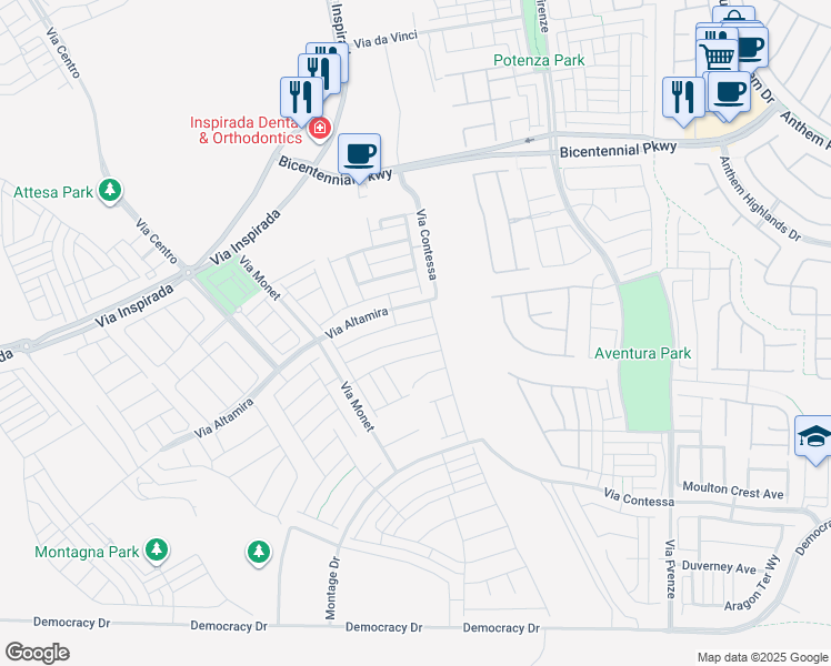 map of restaurants, bars, coffee shops, grocery stores, and more near 3206 Fountaintree Avenue in Henderson