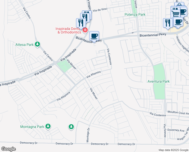 map of restaurants, bars, coffee shops, grocery stores, and more near 3248 Waterstone Avenue in Henderson