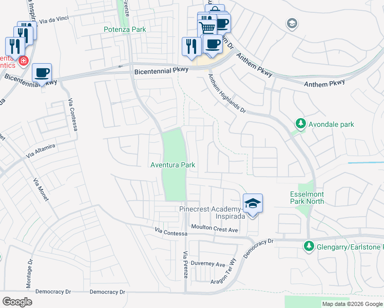 map of restaurants, bars, coffee shops, grocery stores, and more near 2552 Sable Creek Street in Henderson