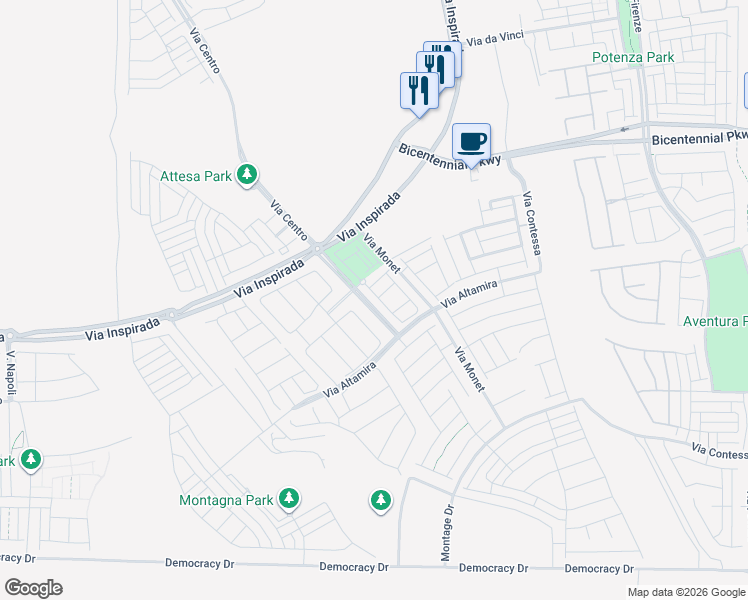 map of restaurants, bars, coffee shops, grocery stores, and more near 2531 Campaldo Street in Henderson